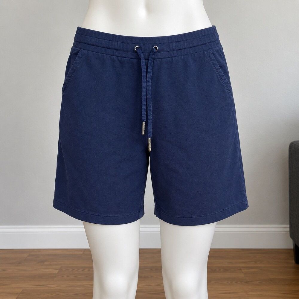Eddie Bauer Mens XL Navy French Terry Bermuda Shorts Drawstring Casual Lounge